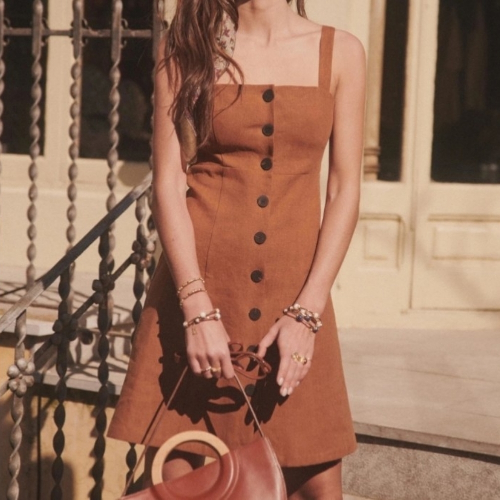 NWT Sezane Jade dress in mocha linen - EU 36 / US 4